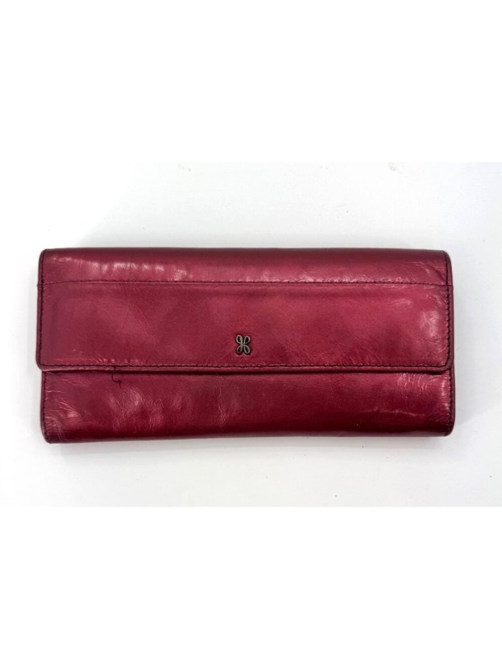 Hobo Metallic Jill Leather Tri-Fold Wallet With Zippered Back Pocket & ID Window